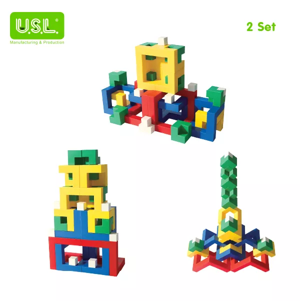 Geometric Stacking Cubes Educational Puzzles and Connector Blocks for Kids