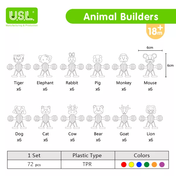 Animal Builders Interlocking Educational Toys Building Blocks for Kids