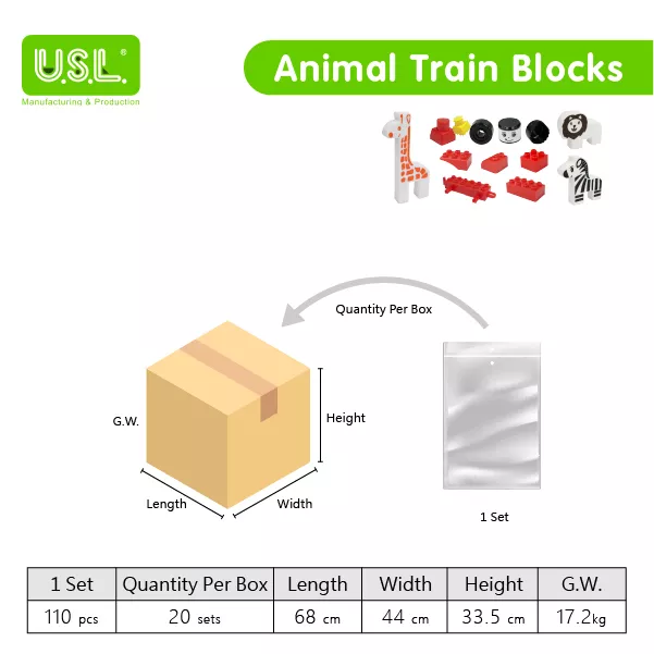 Animal Train Theme Multi-Shaped Educational Building Blocks for Kids