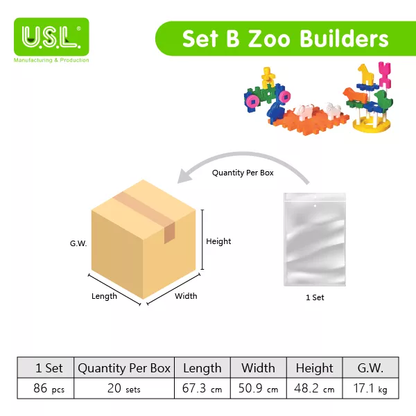 Animal Shaped Interlocking Building Blocks Educational Toys for Creative Play (zoo theme)