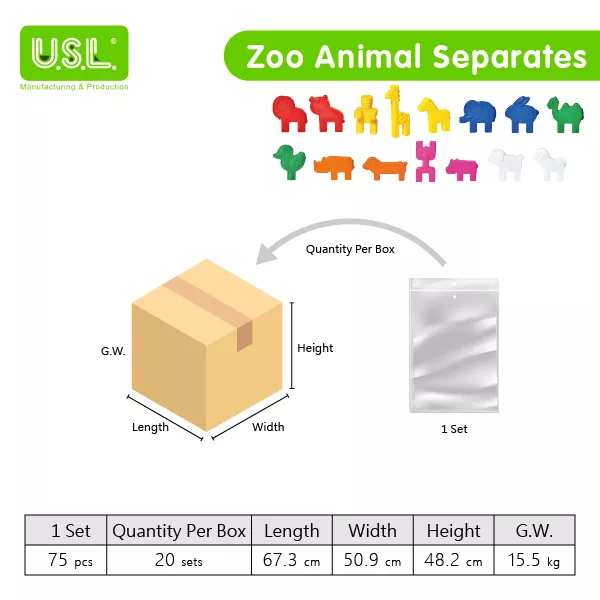 Animal Shaped Interlocking Building Blocks Educational Toys for Creative Play (zoo theme)