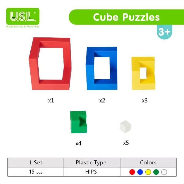 Geometric Stacking Cubes Educational Puzzles and Connector Blocks for Kids