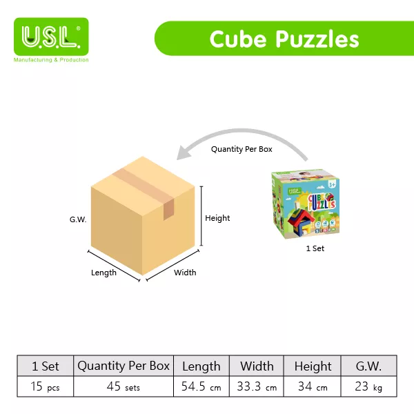 Geometric Stacking Cubes Educational Puzzles and Connector Blocks for Kids