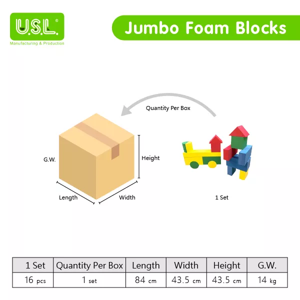 Jumbo Early Learning EVA Soft Stacking Foam Building Blocks for Toddlers Educational Toys