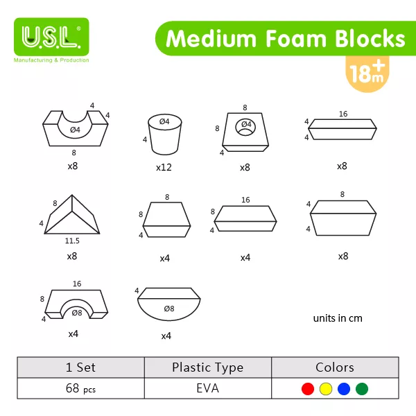Medium Early Learning EVA Foam Stacking Blocks for Toddlers Soft Building Educational Toys
