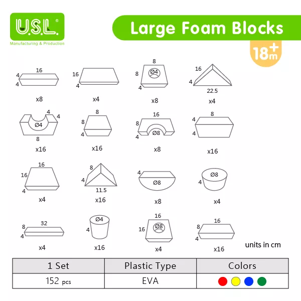 Large Early Learning EVA Foam Stacking Blocks for Toddlers Soft Building Educational Toys