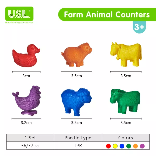 Farm Animal Counters Construction Vehicle Counters Educational Sorting and Counting Toys