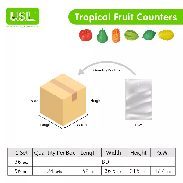 Tropical Fruit Counters Educational Sorting and Counting Toys