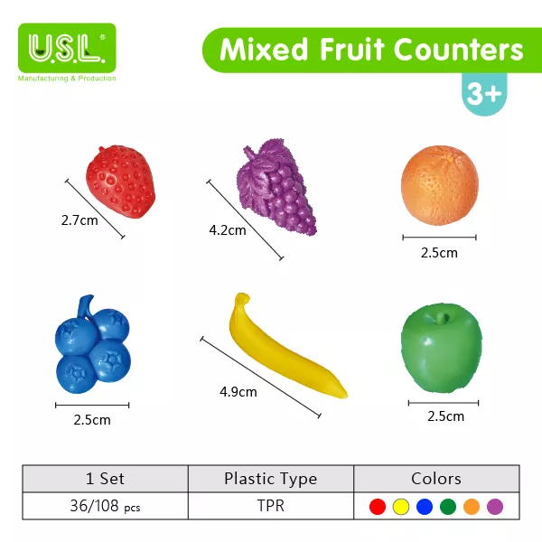 Mixed Fruit Counters Educational Sorting and Counting Toys