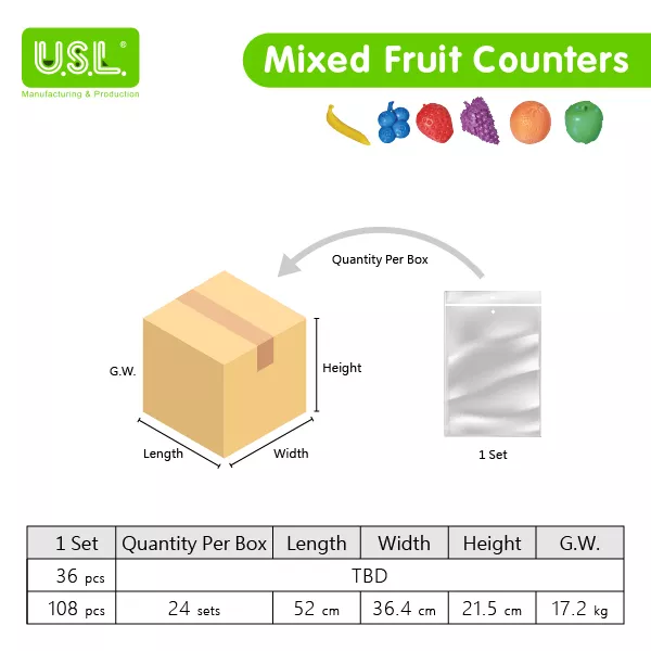 Mixed Fruit Counters Educational Sorting and Counting Toys