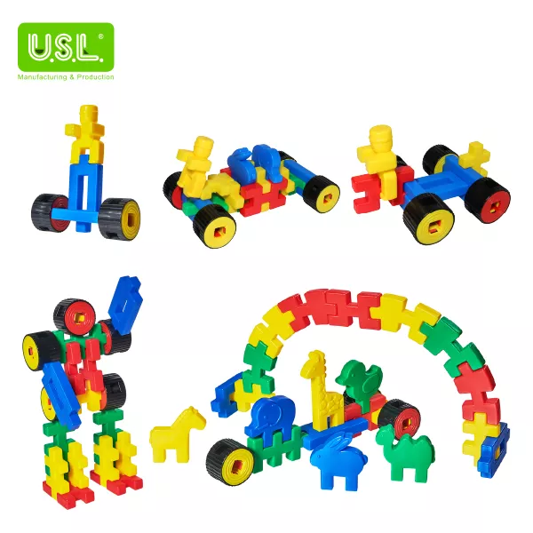 Interlocking Building Blocks Educational Toys for Kids (with wheels)