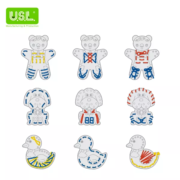 Animal-Shaped Lacing Boards Educational Toys for Kids