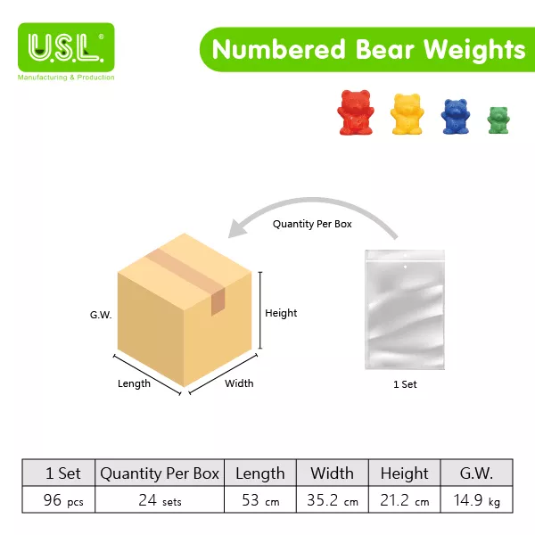 Colorful Bear-Shaped Measuring Weights in Grams Fun Math Toys for Kids