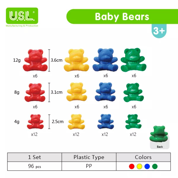 Colorful Bear-Shaped Measuring Weights in Grams Fun Math Toys for Kids