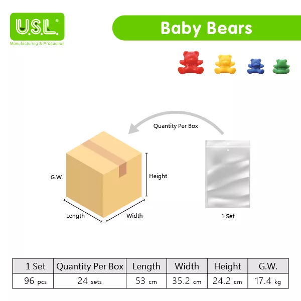 Colorful Bear-Shaped Measuring Weights in Grams Fun Math Toys for Kids