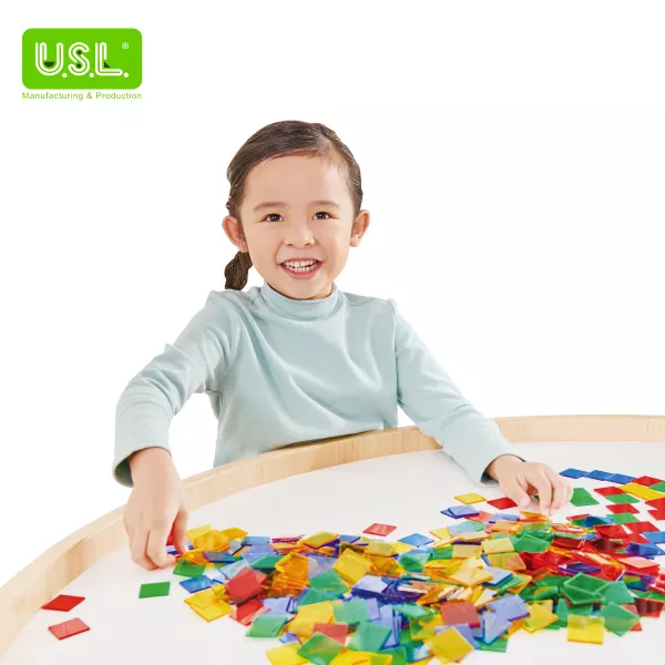 Colorful Square Tiles - Counting Sorting and Stacking Math Toys