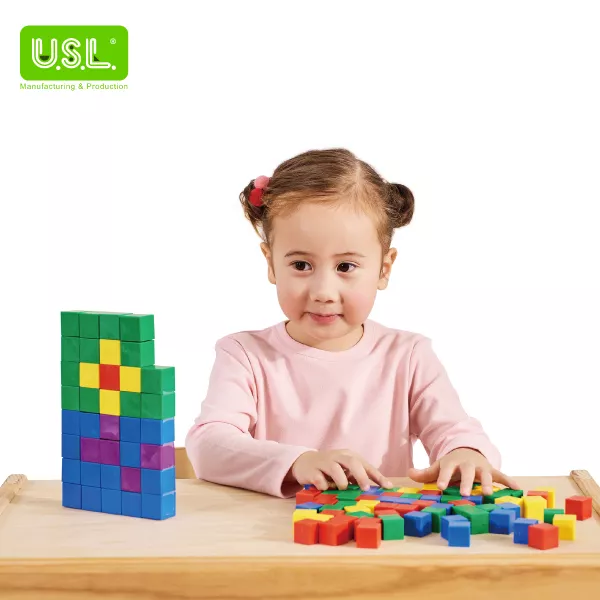 Colorful 1-Inch Counting and Stacking Cubes Math Toys