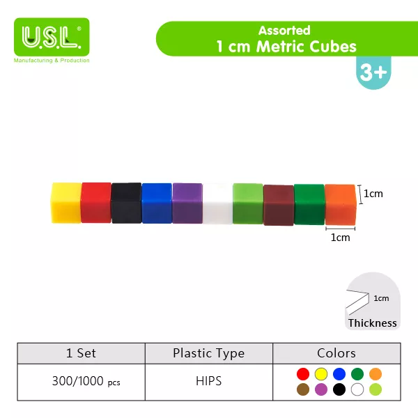 Colorful 1 cm Metric Cubes for Counting Base Ten Learning Sorting & Stacking Fun Math Toys