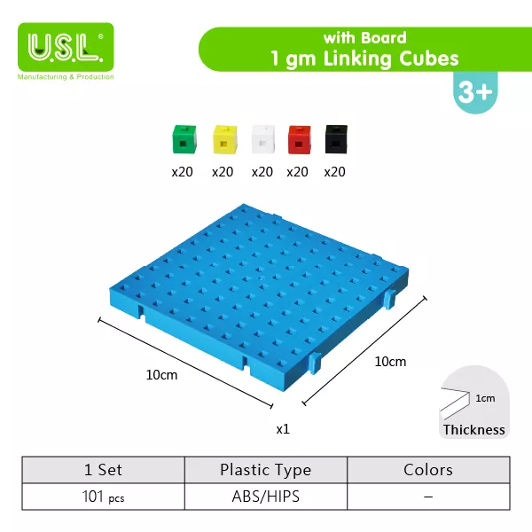 Cubes Linking Math Toys 1 Gram Plastic Weights with a Building Board
