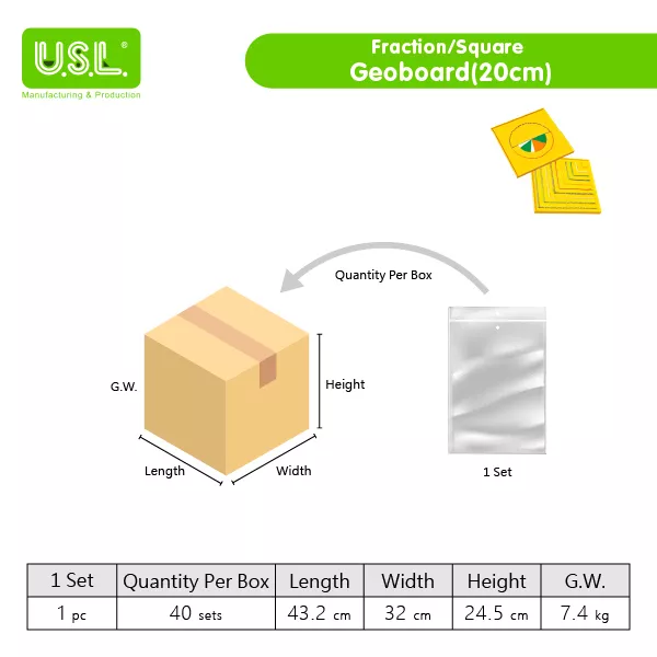 Plastic Pegboards with Rubber Bands for Geometry Learning Math Toys for Kids (FRACTION/SQUARE)