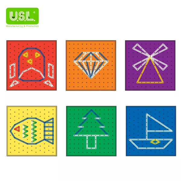 Plastic Pegboards with Rubber Bands for Geometry Learning Math Toys for Kids (TRANSPARENT)