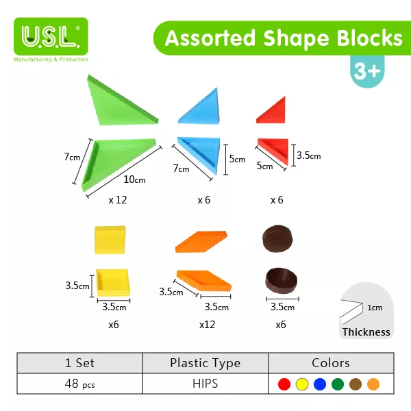 Assorted Shape Blocks Shape Puzzles Math Toys