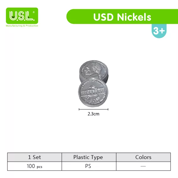 USD Play Money COIN Set for Board Games and Pretend Play