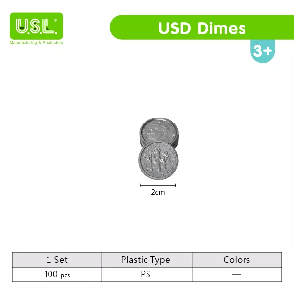 USD Play Money COIN Set for Board Games and Pretend Play