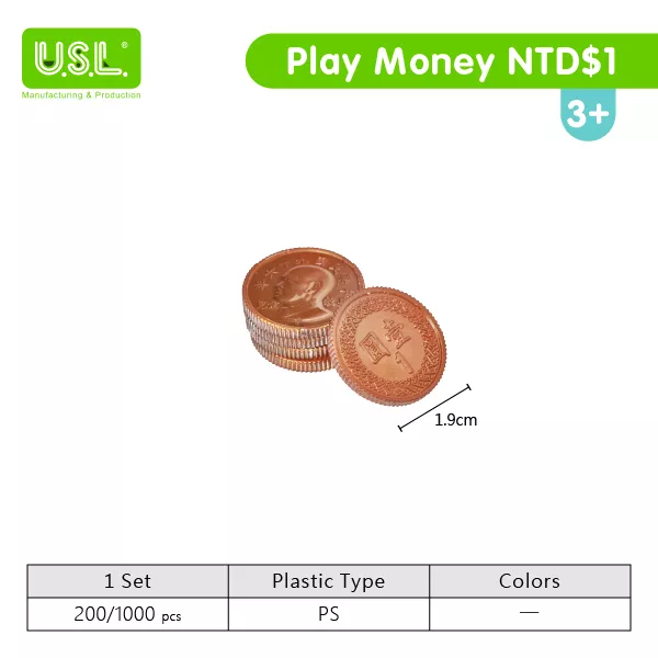 NTD Play Money COIN Set for Board Games and Pretend Play