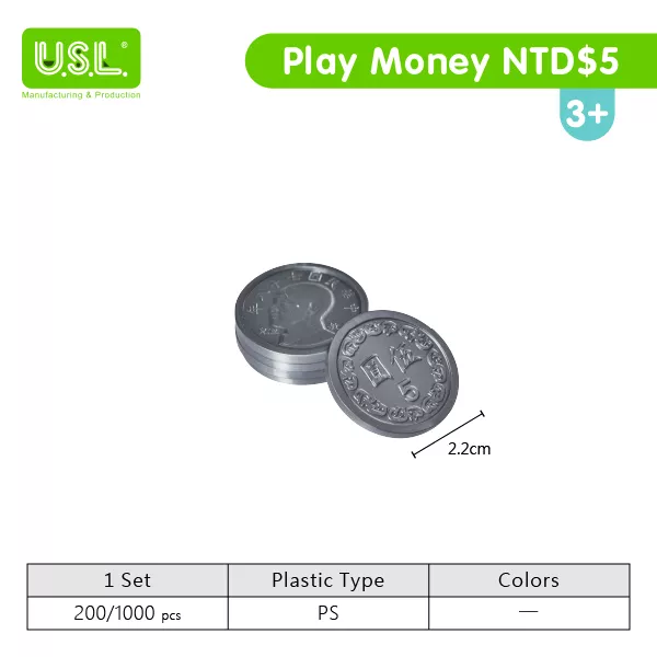 NTD Play Money COIN Set for Board Games and Pretend Play