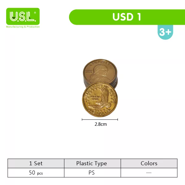 USD Play Money COIN Set for Board Games and Pretend Play