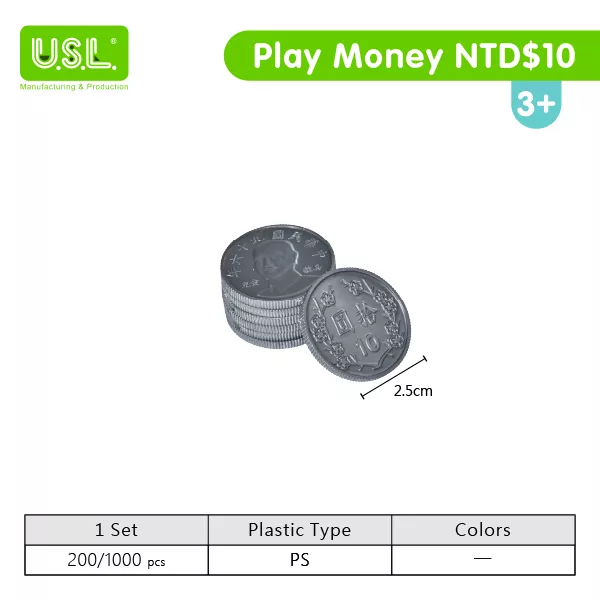 NTD Play Money COIN Set for Board Games and Pretend Play