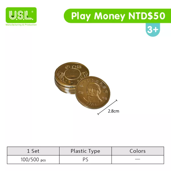 NTD Play Money COIN Set for Board Games and Pretend Play