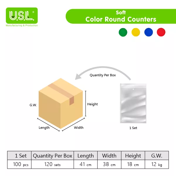 Colorful Round Chips Coins Counters - Counting and Sorting Math Toys