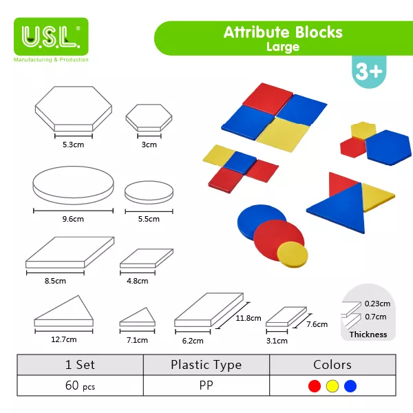 Attribute Blocks for Learning Counting Sorting Geometry Colors Relative Size Concept Math Toys Math Puzzles