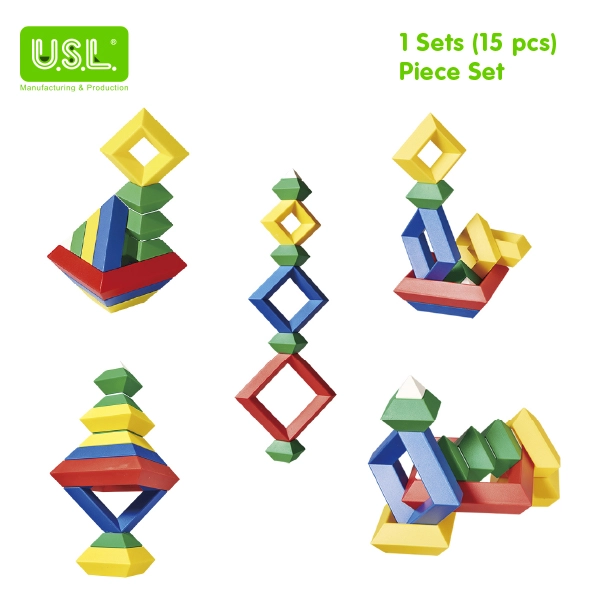 Diamond Shape Geometric Stacking Blocks Pyramid Construction Toys for Kids Educational Puzzles Toys