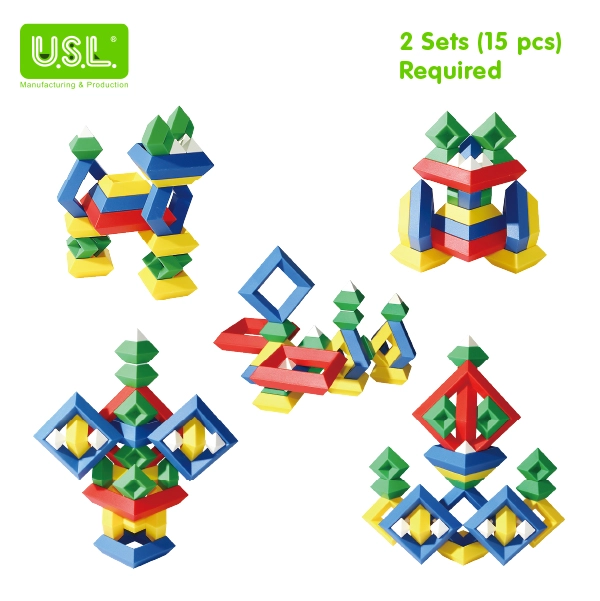 Diamond Shape Geometric Stacking Blocks Pyramid Construction Toys for Kids Educational Puzzles Toys