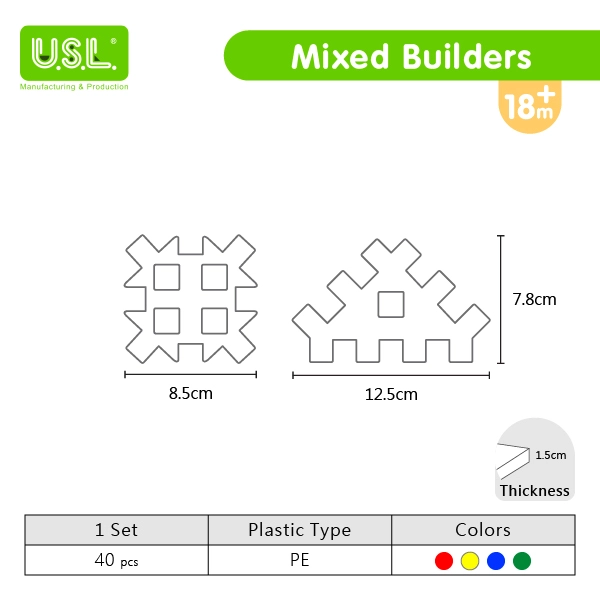 Interlocking Building Blocks Educational Toys for Kids (Triangles and Squares)