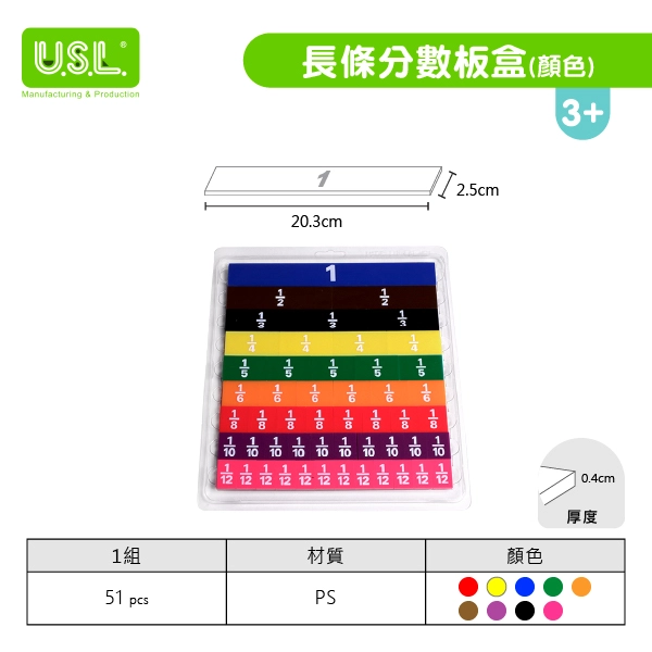 【十進位、分數】長條分數板盒