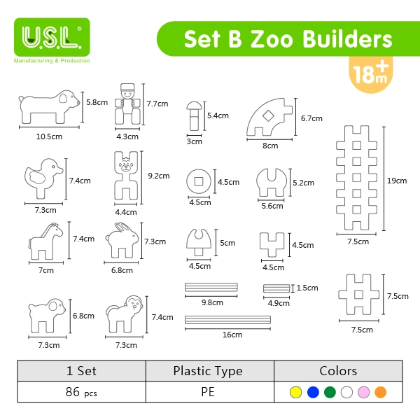 Animal Shaped Interlocking Building Blocks Educational Toys for Creative Play (zoo theme)