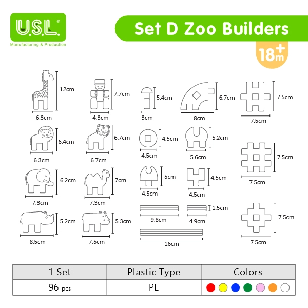 Animal Shaped Interlocking Building Blocks Educational Toys for Creative Play (zoo theme)