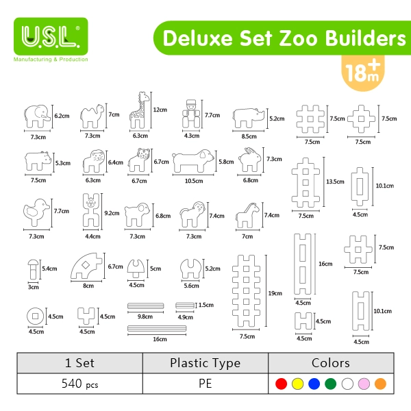 Animal Shaped Interlocking Building Blocks Educational Toys for Creative Play (zoo theme)