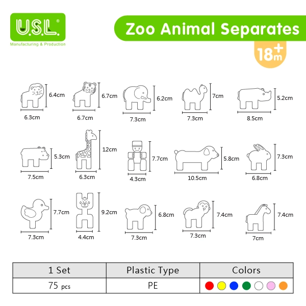 Animal Shaped Interlocking Building Blocks Educational Toys for Creative Play (zoo theme)