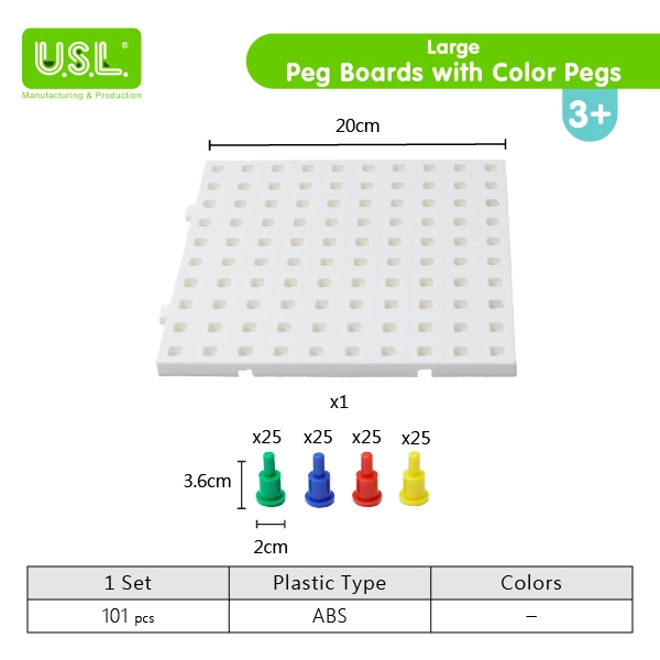 LARGE Colorful Peg Boards for Creative Design Fun Math Toys for Counting Sorting Stacking