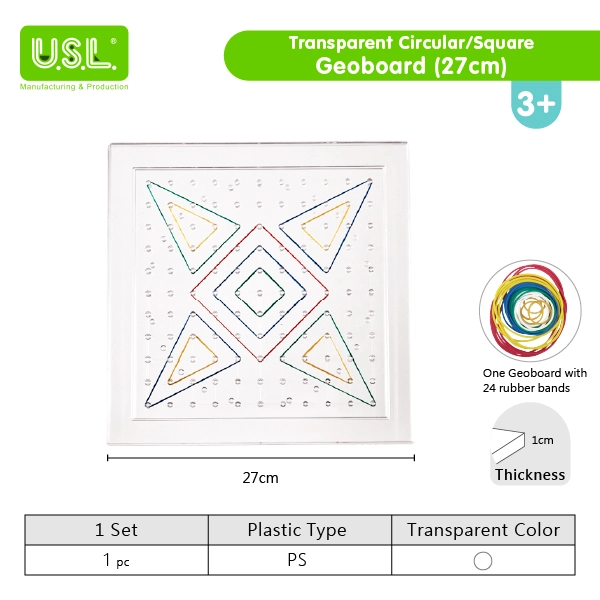 Plastic Pegboards with Rubber Bands for Geometry Learning Math Toys for Kids (TRANSPARENT)