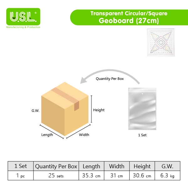 Plastic Pegboards with Rubber Bands for Geometry Learning Math Toys for Kids (TRANSPARENT)