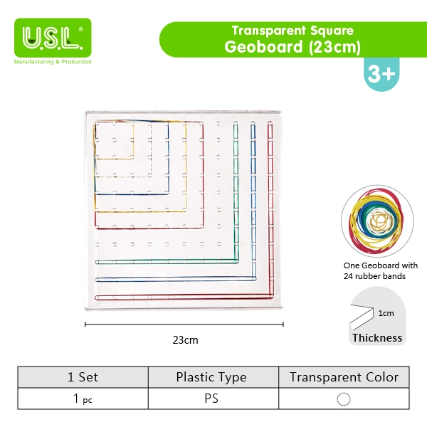 Plastic Pegboards with Rubber Bands for Geometry Learning Math Toys for Kids (TRANSPARENT)