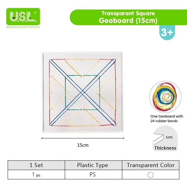 Plastic Pegboards with Rubber Bands for Geometry Learning Math Toys for Kids (TRANSPARENT)