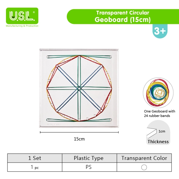 Plastic Pegboards with Rubber Bands for Geometry Learning Math Toys for Kids (TRANSPARENT)