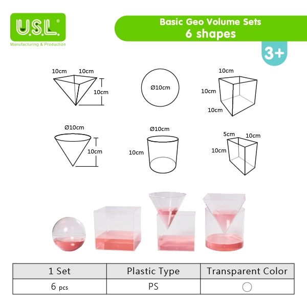 Clear Geometry Shape Containers Math Toys Geometric VOLUME Sets